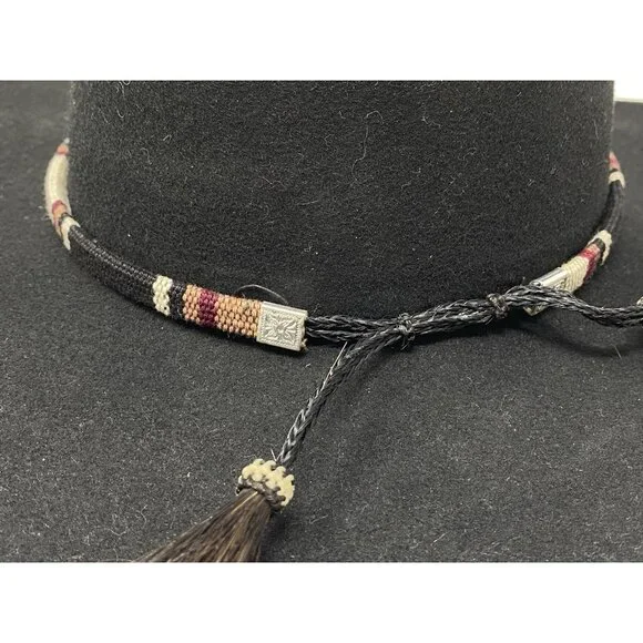 Stetson Crushable Wool Felt Outback Cowboy Hat Size S Black Woven Band Silver - Picture 7 of 13